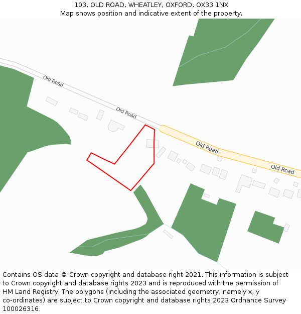 103, OLD ROAD, WHEATLEY, OXFORD, OX33 1NX: Location map and indicative extent of plot