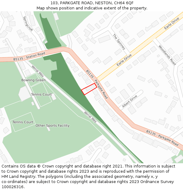 103, PARKGATE ROAD, NESTON, CH64 6QF: Location map and indicative extent of plot