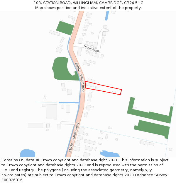 103, STATION ROAD, WILLINGHAM, CAMBRIDGE, CB24 5HG: Location map and indicative extent of plot