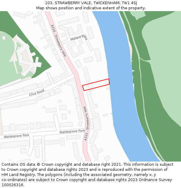 103, STRAWBERRY VALE, TWICKENHAM, TW1 4SJ: Location map and indicative extent of plot