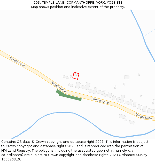 103, TEMPLE LANE, COPMANTHORPE, YORK, YO23 3TE: Location map and indicative extent of plot