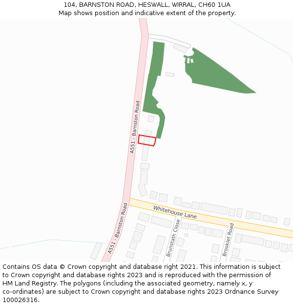 104, BARNSTON ROAD, HESWALL, WIRRAL, CH60 1UA: Location map and indicative extent of plot