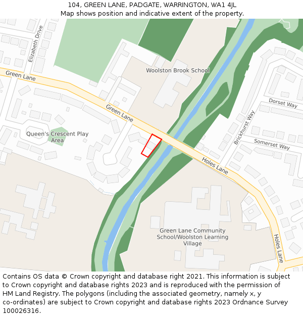 104, GREEN LANE, PADGATE, WARRINGTON, WA1 4JL: Location map and indicative extent of plot