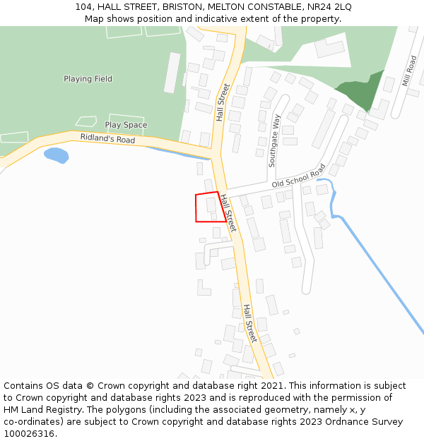 104, HALL STREET, BRISTON, MELTON CONSTABLE, NR24 2LQ: Location map and indicative extent of plot