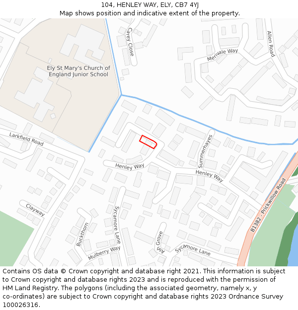 104, HENLEY WAY, ELY, CB7 4YJ: Location map and indicative extent of plot