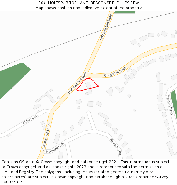 104, HOLTSPUR TOP LANE, BEACONSFIELD, HP9 1BW: Location map and indicative extent of plot