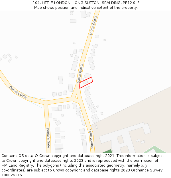 104, LITTLE LONDON, LONG SUTTON, SPALDING, PE12 9LF: Location map and indicative extent of plot