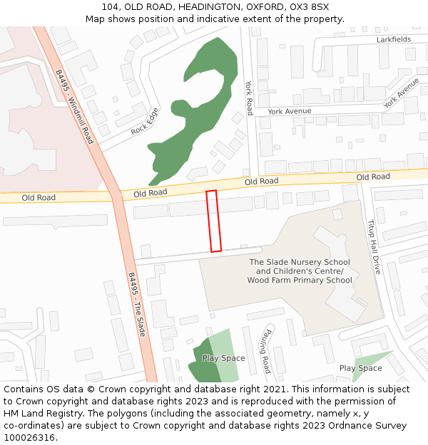 104, OLD ROAD, HEADINGTON, OXFORD, OX3 8SX: Location map and indicative extent of plot