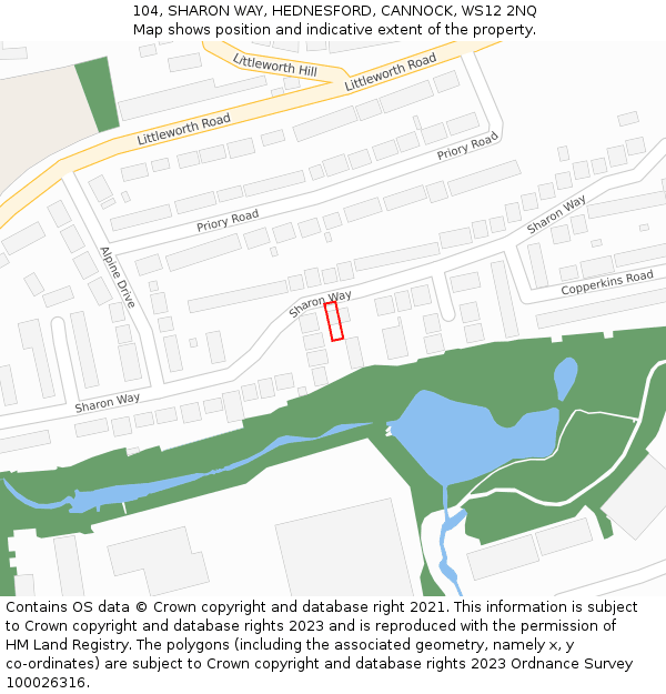 104, SHARON WAY, HEDNESFORD, CANNOCK, WS12 2NQ: Location map and indicative extent of plot