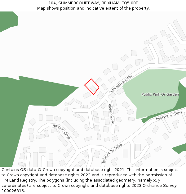 104, SUMMERCOURT WAY, BRIXHAM, TQ5 0RB: Location map and indicative extent of plot