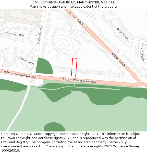 104, WYTHENSHAWE ROAD, MANCHESTER, M23 0PA: Location map and indicative extent of plot