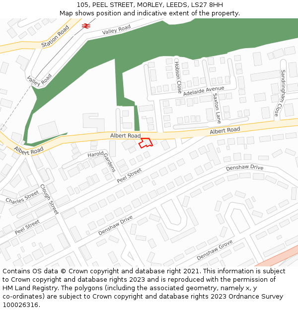 105, PEEL STREET, MORLEY, LEEDS, LS27 8HH: Location map and indicative extent of plot