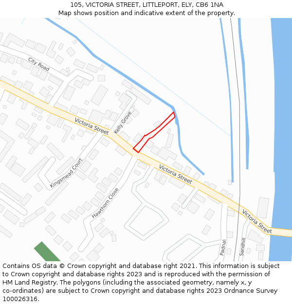 105, VICTORIA STREET, LITTLEPORT, ELY, CB6 1NA: Location map and indicative extent of plot