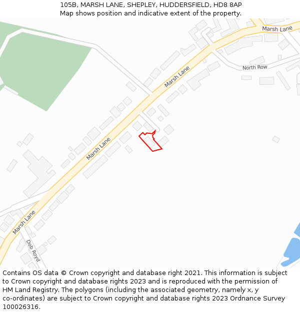 105B, MARSH LANE, SHEPLEY, HUDDERSFIELD, HD8 8AP: Location map and indicative extent of plot