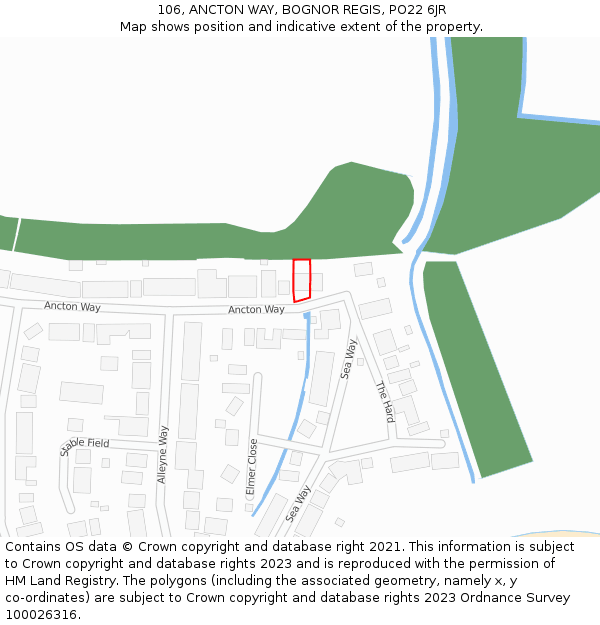 106, ANCTON WAY, BOGNOR REGIS, PO22 6JR: Location map and indicative extent of plot