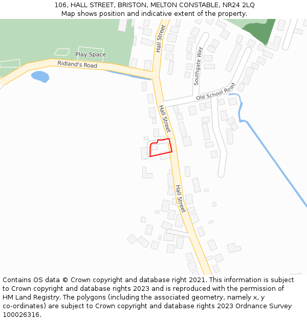 106, HALL STREET, BRISTON, MELTON CONSTABLE, NR24 2LQ: Location map and indicative extent of plot