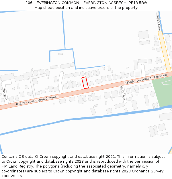 106, LEVERINGTON COMMON, LEVERINGTON, WISBECH, PE13 5BW: Location map and indicative extent of plot