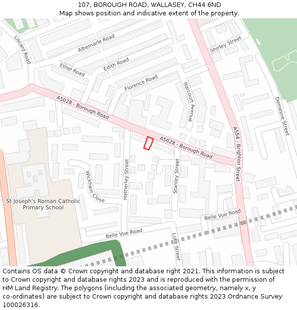 107, BOROUGH ROAD, WALLASEY, CH44 6ND: Location map and indicative extent of plot