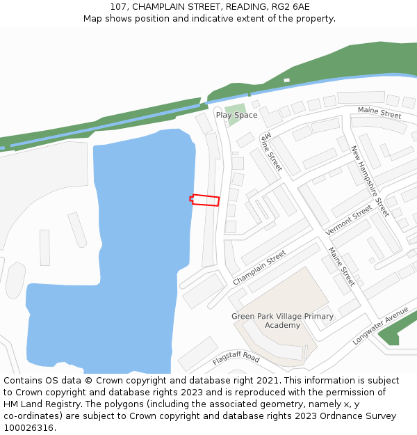 107, CHAMPLAIN STREET, READING, RG2 6AE: Location map and indicative extent of plot