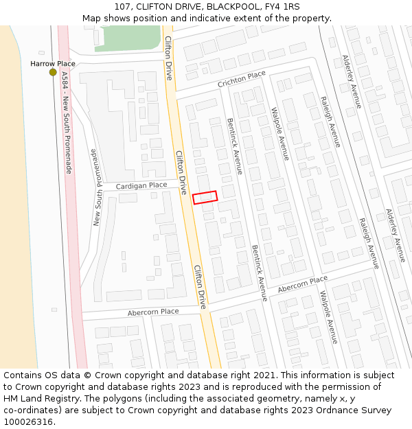 107, CLIFTON DRIVE, BLACKPOOL, FY4 1RS: Location map and indicative extent of plot