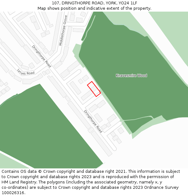 107, DRINGTHORPE ROAD, YORK, YO24 1LF: Location map and indicative extent of plot