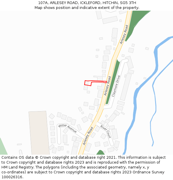 107A, ARLESEY ROAD, ICKLEFORD, HITCHIN, SG5 3TH: Location map and indicative extent of plot