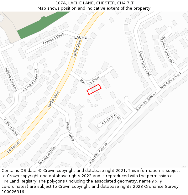 107A, LACHE LANE, CHESTER, CH4 7LT: Location map and indicative extent of plot