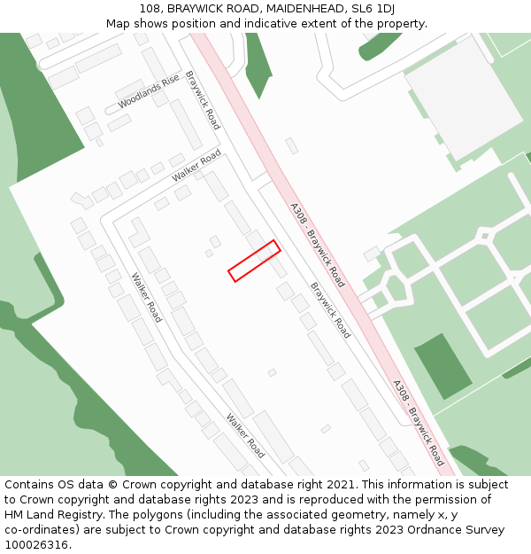 108, BRAYWICK ROAD, MAIDENHEAD, SL6 1DJ: Location map and indicative extent of plot