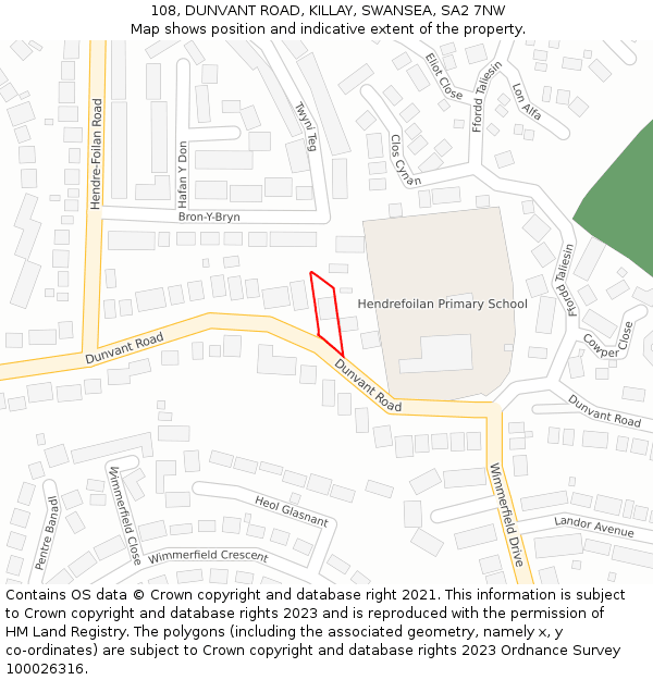 108, DUNVANT ROAD, KILLAY, SWANSEA, SA2 7NW: Location map and indicative extent of plot