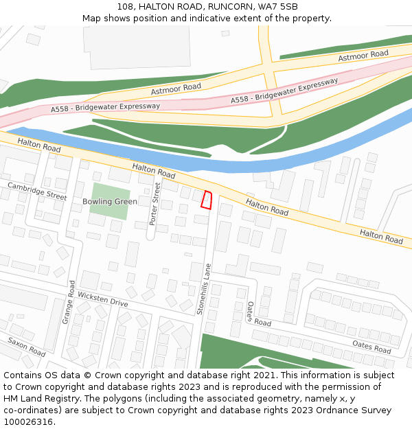 108, HALTON ROAD, RUNCORN, WA7 5SB: Location map and indicative extent of plot