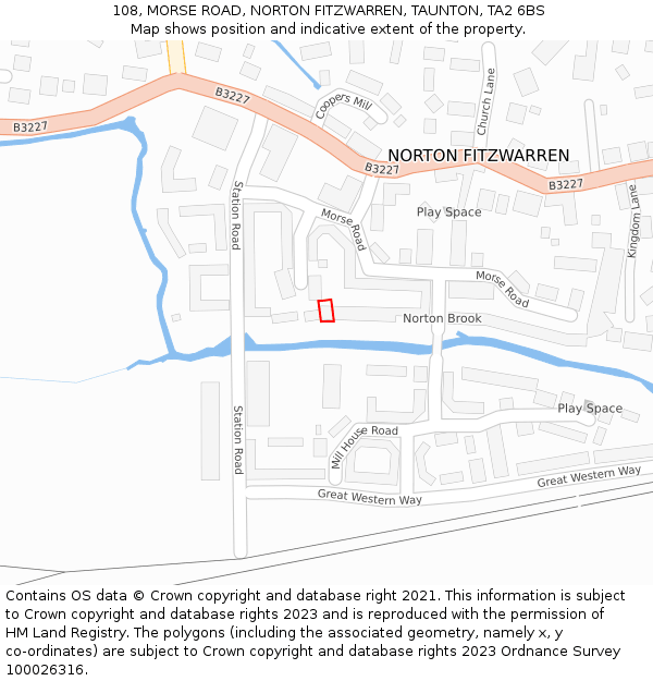 108, MORSE ROAD, NORTON FITZWARREN, TAUNTON, TA2 6BS: Location map and indicative extent of plot