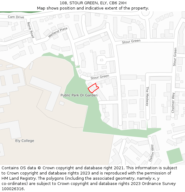 108, STOUR GREEN, ELY, CB6 2XH: Location map and indicative extent of plot