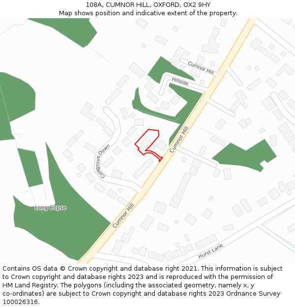 108A, CUMNOR HILL, OXFORD, OX2 9HY: Location map and indicative extent of plot