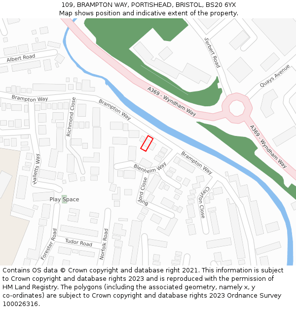 109, BRAMPTON WAY, PORTISHEAD, BRISTOL, BS20 6YX: Location map and indicative extent of plot