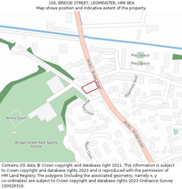 109, BRIDGE STREET, LEOMINSTER, HR6 8EA: Location map and indicative extent of plot