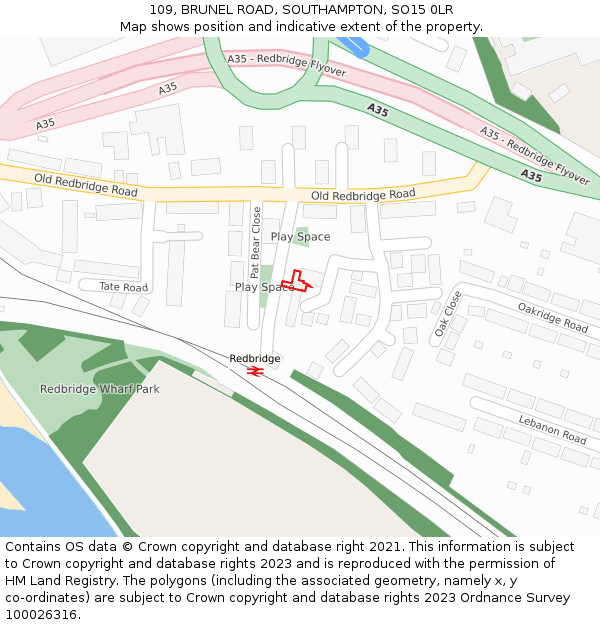 109, BRUNEL ROAD, SOUTHAMPTON, SO15 0LR: Location map and indicative extent of plot