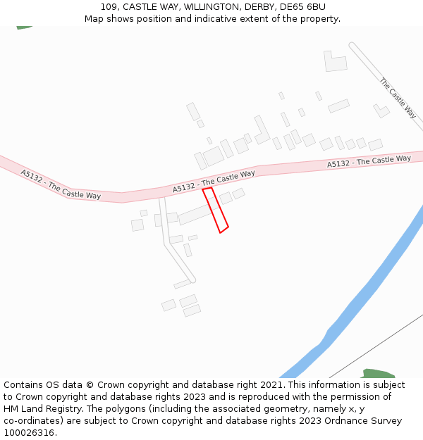 109, CASTLE WAY, WILLINGTON, DERBY, DE65 6BU: Location map and indicative extent of plot