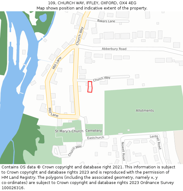 109, CHURCH WAY, IFFLEY, OXFORD, OX4 4EG: Location map and indicative extent of plot