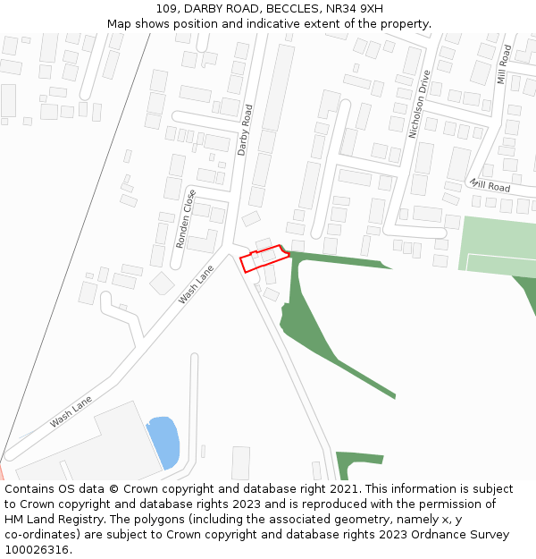 109, DARBY ROAD, BECCLES, NR34 9XH: Location map and indicative extent of plot