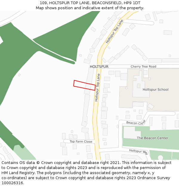 109, HOLTSPUR TOP LANE, BEACONSFIELD, HP9 1DT: Location map and indicative extent of plot