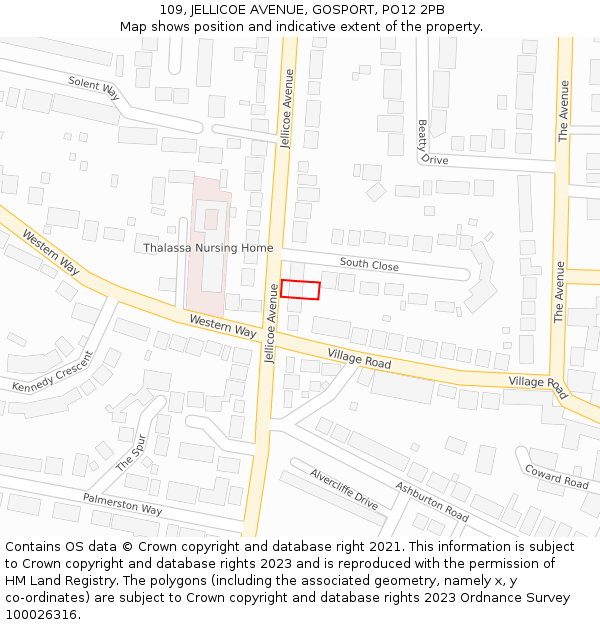 109, JELLICOE AVENUE, GOSPORT, PO12 2PB: Location map and indicative extent of plot