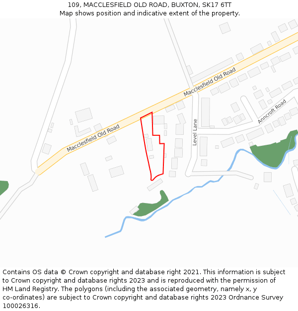 109, MACCLESFIELD OLD ROAD, BUXTON, SK17 6TT: Location map and indicative extent of plot