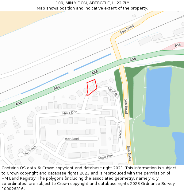 109, MIN Y DON, ABERGELE, LL22 7LY: Location map and indicative extent of plot