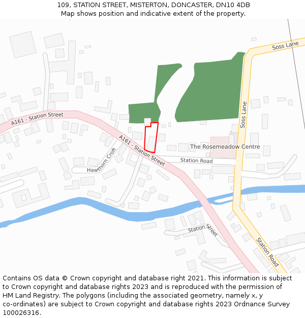 109, STATION STREET, MISTERTON, DONCASTER, DN10 4DB: Location map and indicative extent of plot