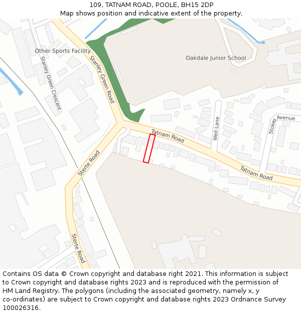 109, TATNAM ROAD, POOLE, BH15 2DP: Location map and indicative extent of plot