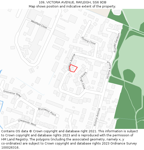 109, VICTORIA AVENUE, RAYLEIGH, SS6 9DB: Location map and indicative extent of plot
