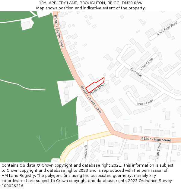 10A, APPLEBY LANE, BROUGHTON, BRIGG, DN20 0AW: Location map and indicative extent of plot