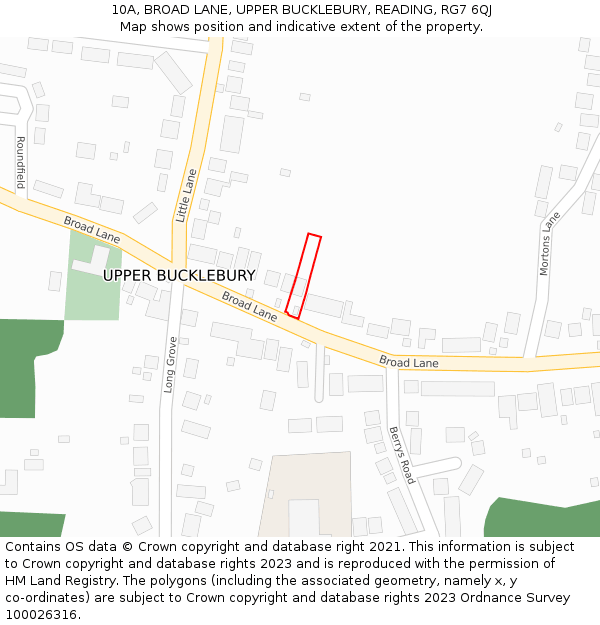 10A, BROAD LANE, UPPER BUCKLEBURY, READING, RG7 6QJ: Location map and indicative extent of plot