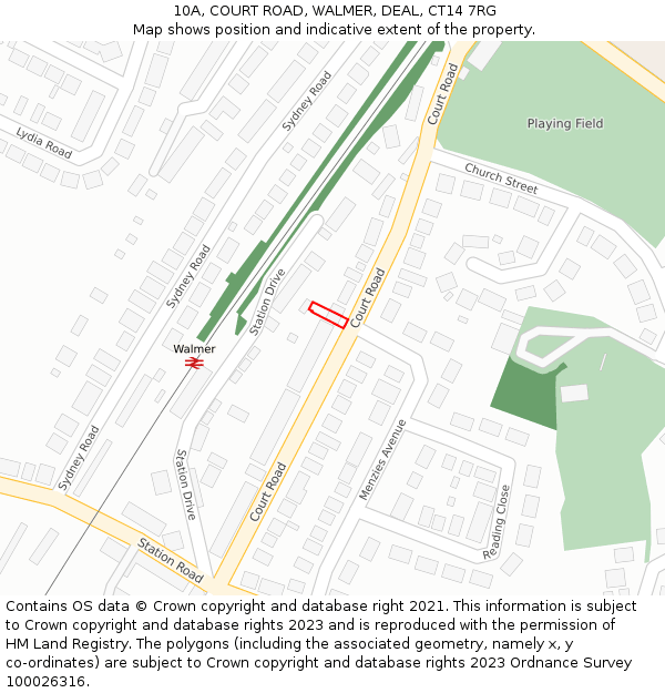 10A, COURT ROAD, WALMER, DEAL, CT14 7RG: Location map and indicative extent of plot