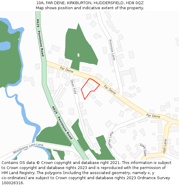 10A, FAR DENE, KIRKBURTON, HUDDERSFIELD, HD8 0QZ: Location map and indicative extent of plot